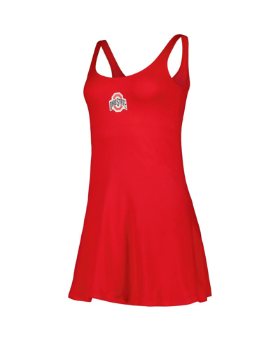 Zoozatz Women's  Scarlet Ohio State Buckeyes Logo Scoop Neck Dress In Scarlet