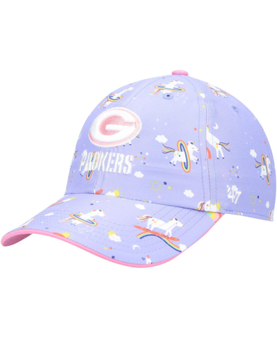 47 Brand Preschool Girls '47 Purple Green Bay Packers Logo Unicorn Clean Up Adjustable Hat In Purple