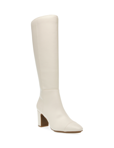 Shop Anne Klein Women's Spencer Pointed Toe Knee High Boots In Off White Smooth
