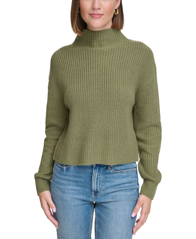 Shop Calvin Klein Jeans Est.1978 Women's Patched Mock Neck Sweater In Bonsai