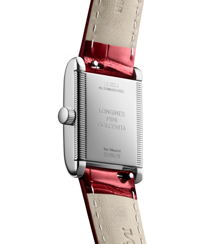 Shop Longines Women's Swiss Mini Dolcevita Red Strap Watch 22x29mm In Stainless Steel