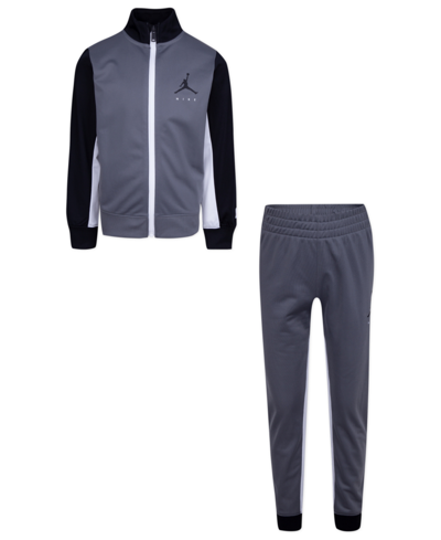 Shop Jordan Little Boys Jumpman By Nike Tricot Jacket And Pants, 2 Piece Set In Smoke Gray