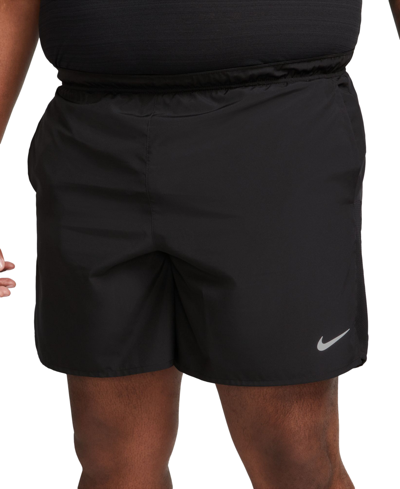 Shop Nike Men's Challenger Dri-fit Brief-lined 7" Running Shorts In Black,reflective Silver