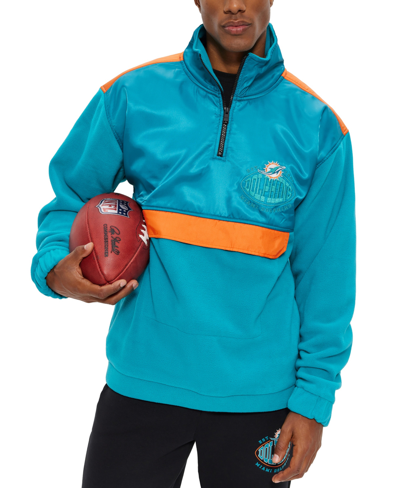 Shop Hugo Boss Boss By  Men's Boss X Miami Dolphins Nfl Zip-neck Sweatshirt In Open Green