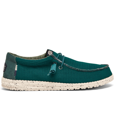 Shop Hey Dude Men's Wally Sport Mesh Casual Moccasin Sneakers From Finish Line In Teal
