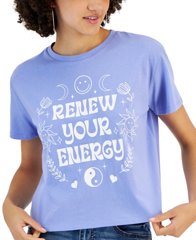 Shop Grayson Threads, The Label Juniors' Renew Your Energy Graphic T-shirt In Blue