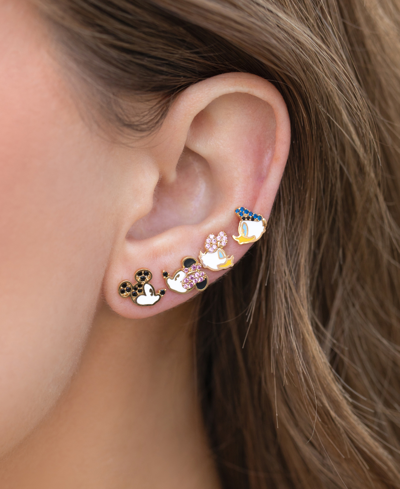 Girls Crew 18k Gold-plated 4-pc. Set Color Crystal Sweethearts Single Stud Earrings In Gold