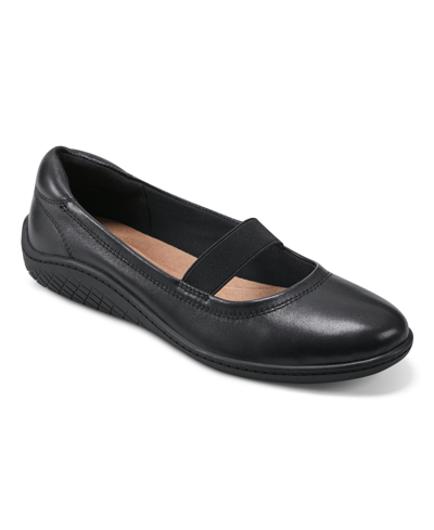 Shop Easy Spirit Women's Golden Round Toe Casual Ballet Flats In Black Leather