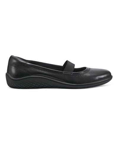 Easy Spirit Golden Ballet Flat In Black Leather