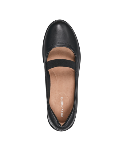 Shop Easy Spirit Women's Golden Round Toe Casual Ballet Flats In Black Leather