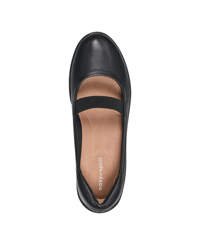 Easy Spirit Golden Ballet Flat In Black Leather