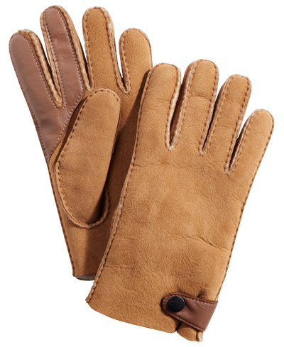 Shop Ugg Men's Sheepskin Tech Gloves In Brown