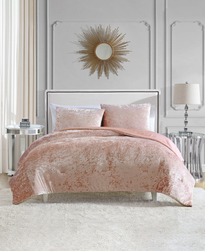 Shop Juicy Couture Crushed Velvet 3-pc. Comforter Set, King In Pink Velvet