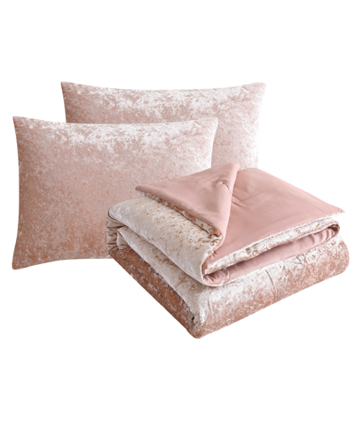 Shop Juicy Couture Crushed Velvet 3-pc. Comforter Set, King In Pink Velvet