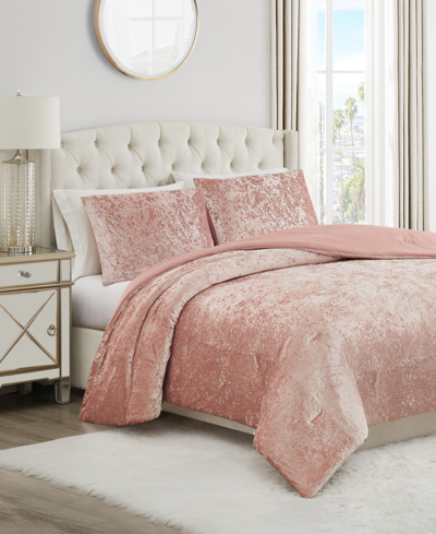 Shop Juicy Couture Crushed Velvet 3-pc. Comforter Set, King In Pink Velvet