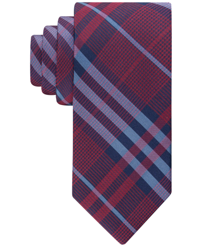 Tommy Hilfiger Men's Railroad Plaid Tie In Red