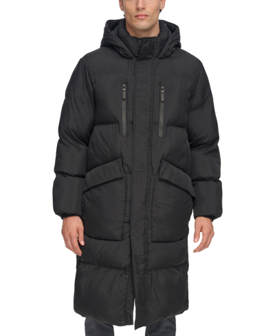 Shop Dkny Men's Quilted Hooded Duffle Parka In Black
