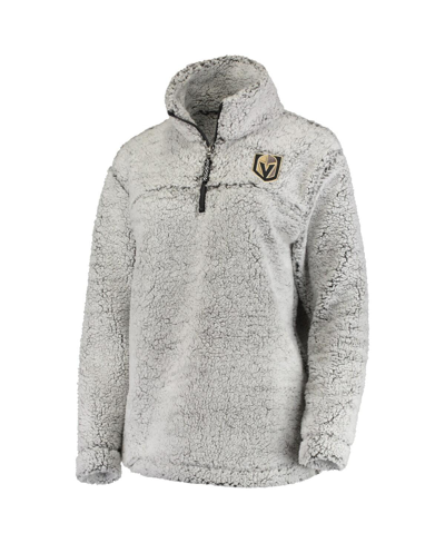 Shop G-iii 4her By Carl Banks Women's  Gray Vegas Golden Knights Sherpa Quarter-zip Pullover Jacket
