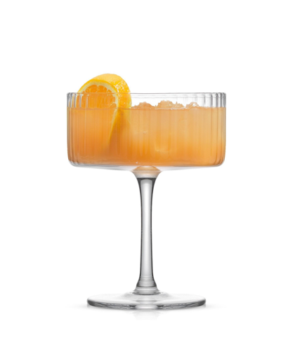 Joyjolt Elle Ribbed Coupe Martini Clear 2 Piece Set In Clear