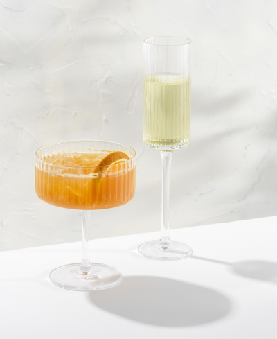 Joyjolt Elle Ribbed Coupe Martini Clear 2 Piece Set In Clear