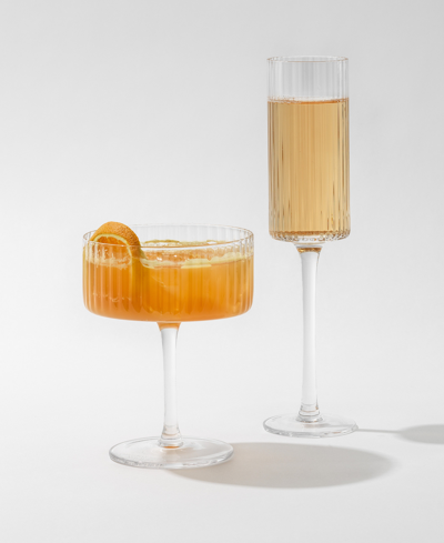 Joyjolt Elle Ribbed Coupe Martini Clear 2 Piece Set In Clear