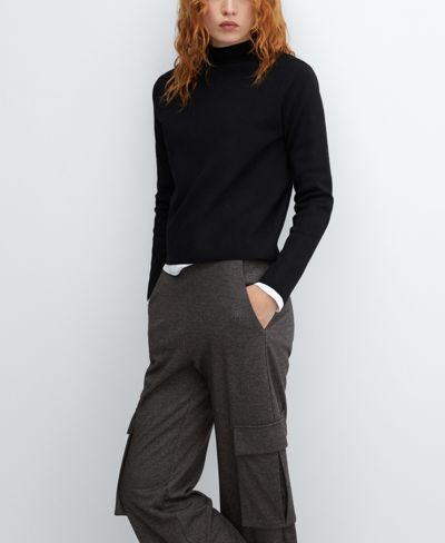 Shop Mango Women's Cargo Pockets Knitted Trousers In Dark Heather Gray