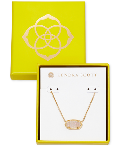 Shop Kendra Scott 14k Gold-plated Mother-of-pearl Pendant Necklace, 15" + 2" Extender In Gold Iridscnt Drusy