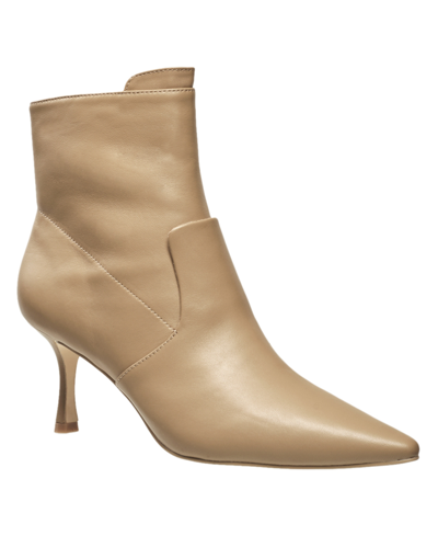 Shop French Connection Women's London Pointed Toe Leather Dress Booties In Nude