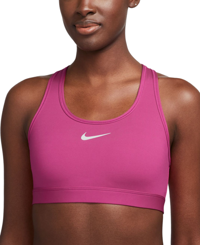 Shop Nike Women's Swoosh Padded Medium-impact Sports Bra In Fireberry