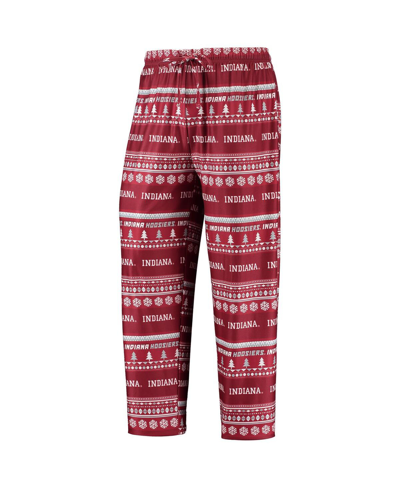 Shop Concepts Sport Men's  Crimson Indiana Hoosiers Ugly Sweater Long Sleeve T-shirt And Pants Sleep Set