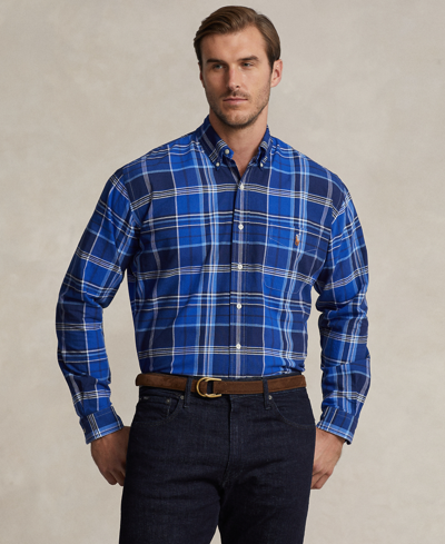Shop Polo Ralph Lauren Men's Big & Tall Plaid Oxford Shirt In Blue Multi