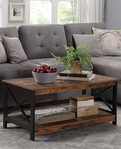 Convenience Concepts 39.5" Medium-density Fiberboard Oxford Coffee Table With Shelf In Barnwood,black