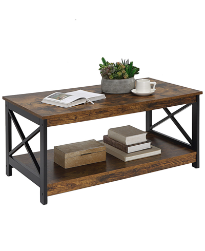 Shop Convenience Concepts 39.5" Medium-density Fiberboard Oxford Coffee Table With Shelf In Barnwood,black