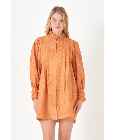 Shop English Factory Women's Burnout Organza Mini Tie Dress In Orange