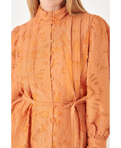 Shop English Factory Women's Burnout Organza Mini Tie Dress In Orange