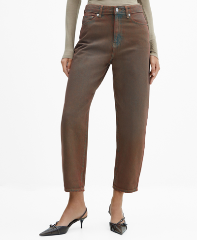Shop Mango Women's High-waist Slouchy Jeans In Brown