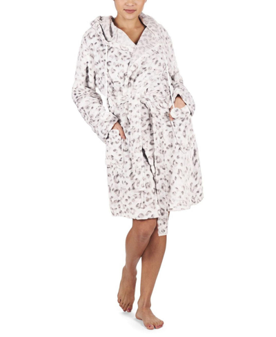 Shop Memoi Women's Leopard Plush Robe In Gray