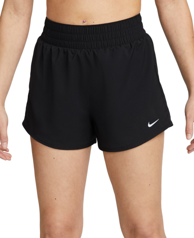 Shop Nike Women's One Dri-fit High-waisted 3" Brief-lined Shorts In Black