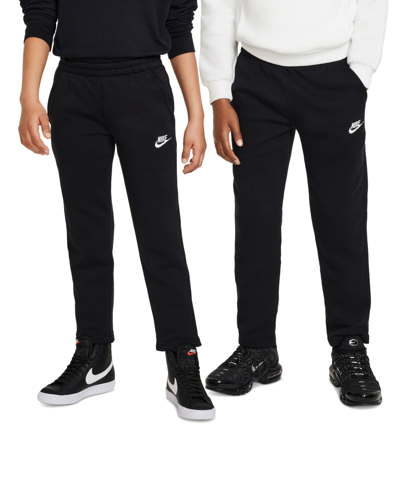 Shop Nike Big Kids Sportswear Club Fleece Open-hem Pants In Black
