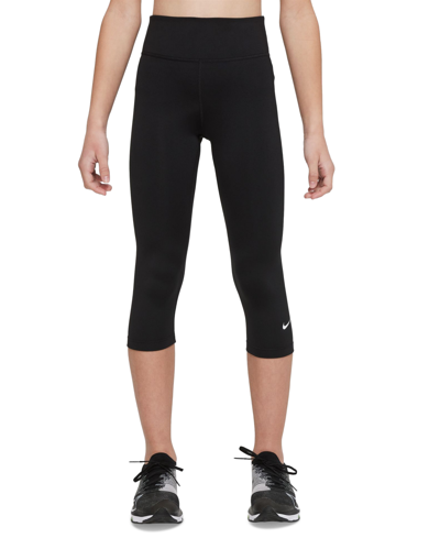 Shop Nike Big Girls Dri-fit One Capri Leggings In Black