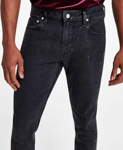 Shop Guess Men's Slim-fit Coated Tapered-leg Jeans In Asphalt Black