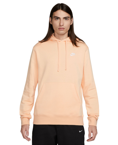 Shop Nike Men's Sportswear Club Fleece Pullover Hoodie In Ice Peach,white