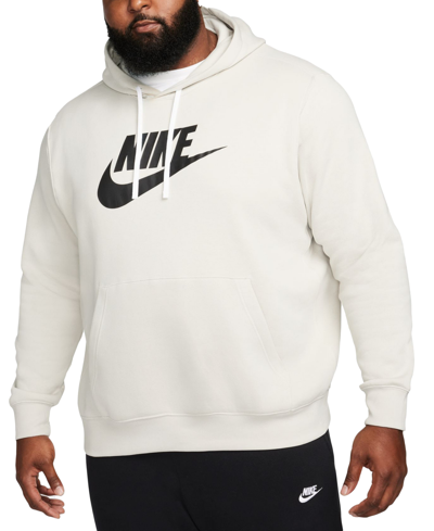 Shop Nike Men's Sportswear Club Fleece Graphic Pullover Hoodie In Light Bone,white,black