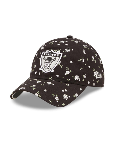 Shop New Era Women's  Black Las Vegas Raiders Floral 9twenty Adjustable Hat