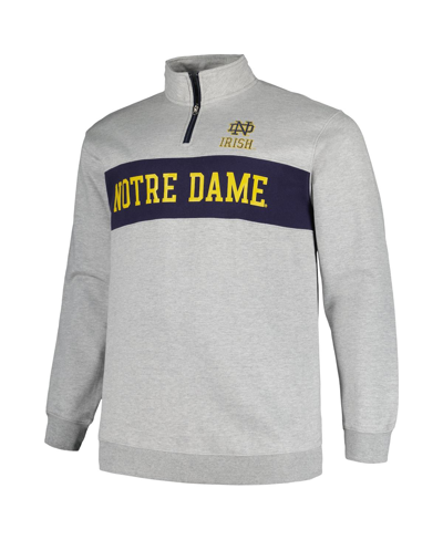 Shop Profile Men's  Heather Gray Notre Dame Fighting Irish Big And Tall Fleece Quarter-zip Jacket