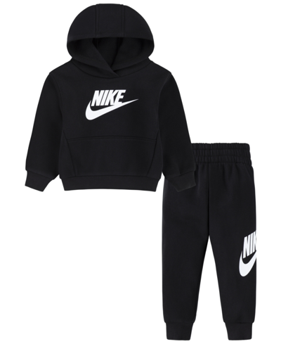 Shop Nike Baby Boys Club Fleece Hoodie And Pants, 2 Piece Set In Black