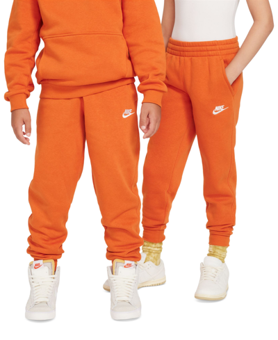 Shop Nike Big Kids Club Fleece Jogger Pants In Campfire Orange