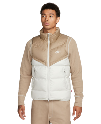 Shop Nike Men's Storm-fit Windrunner Insulated Puffer Vest In Khaki,light Bone,sail