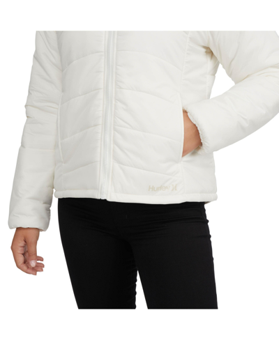 Shop Hurley Women's Shelburne Raglan Sleeve Quilted Puffer Jacket In Marshmallow