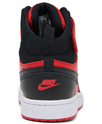 Shop Nike Little Kids Court Borough Mid 2 Adjustable Closure Casual Sneakers From Finish Line In University Red,black